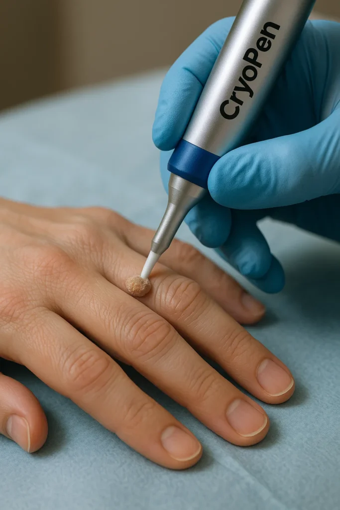 example of cryopen wart removal Sparkhill treatment on a persons finger