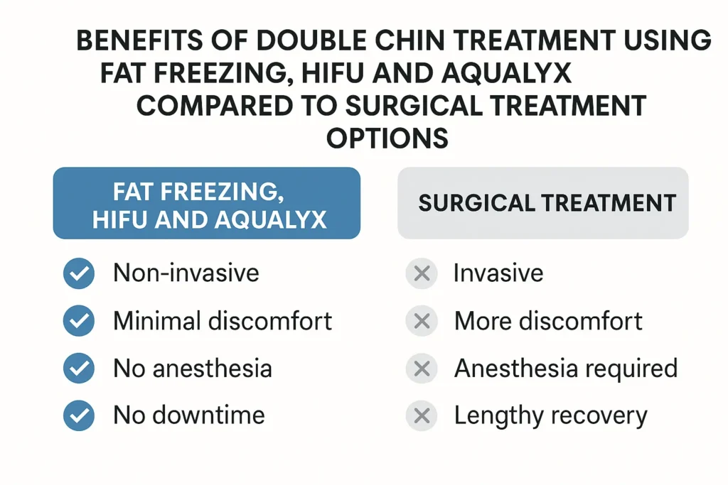 Graphic about the benefits of double chin treatment Sparkhill - from LA LIPO