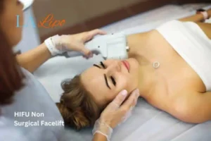 Woman having Hi-Fu to reduce wrinkles Sparkhill.